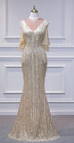 Luxury Sheer gauze sleeve style Evening dresses