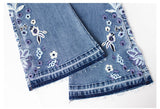 vintage flare flower Embroidery skinny jeans