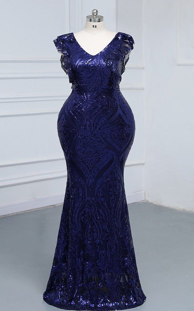 Plus size Elegant sequin pattern style Evening dress