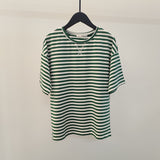 Summer Short Sleeve Striped T-Shirts Women Knitted Basic Casual Tops