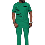 African Senator Style Traditional Outfit 2-Piece Set Solid Color Formal Outfits