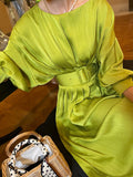 Elegant Slash Neck Lantern Sleeve Dress