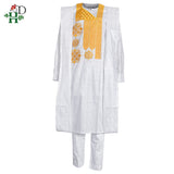 Traditional Embroidery White Clothing Men (3 PCS Set) Dashiki