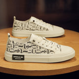 Men's Casual Fashion Letter Print Patchwork Skateboard Street Cool Sneakers