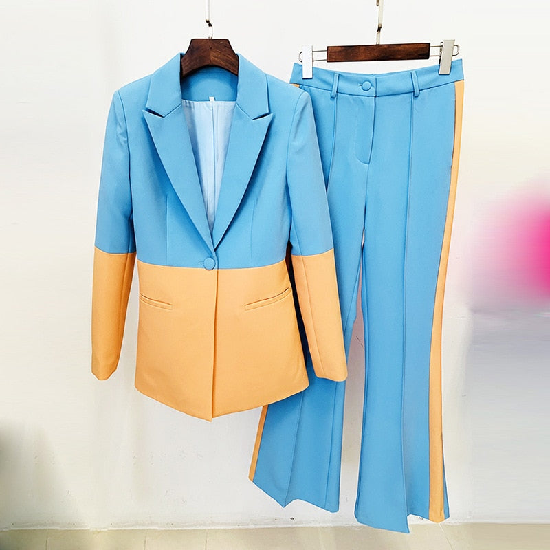 Single Button Flared Pant Blazer Formal Suit