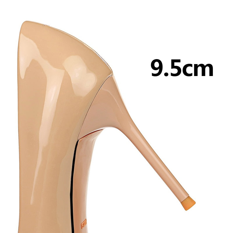 High Quality Patent Leather High Heels Metal Belt Buckle Fashion Women Pumps
