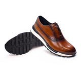 Premium Genuine Leather Comfortable Casual Men Non-Slip Sole Brogue Sneakers