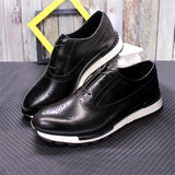 Premium Genuine Leather Comfortable Casual Men Non-Slip Sole Brogue Sneakers