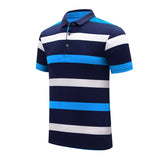 Men Embroidered Classic Striped Polo Business Casual