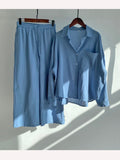 Fancy Vintage Two Piece Oversized Shirt High Waist Loose Shorts Set