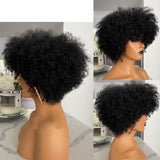 Afro Curl Human Hair Wigs Full Machine Made