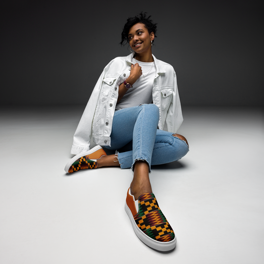 Women’s Kente Style Slip-on Canvas Shoes